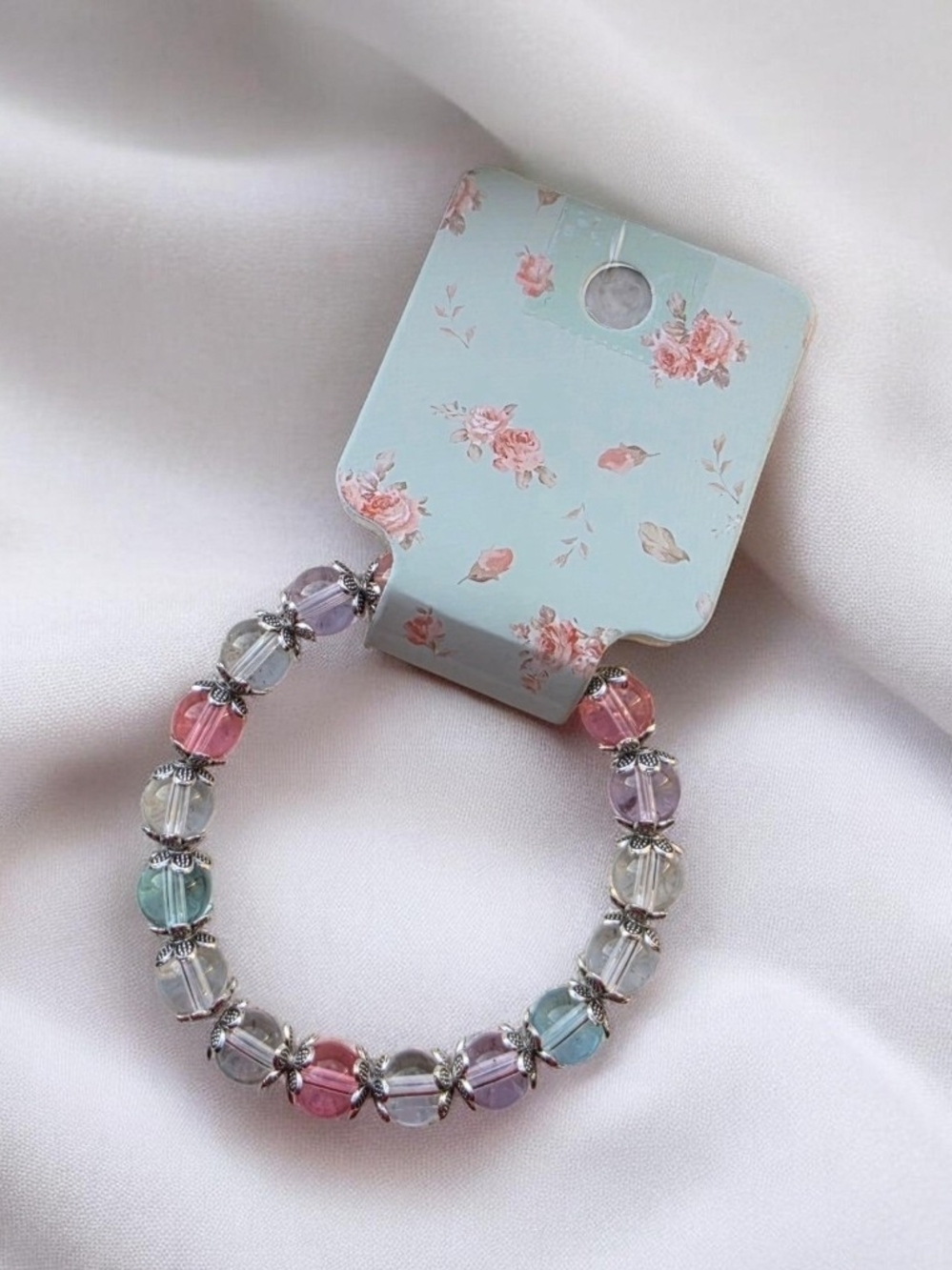 Pastel Multicolor Flower Bead Bracelet